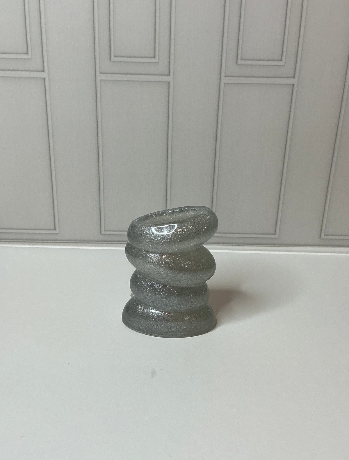 Silver Pebble Stacked Vase