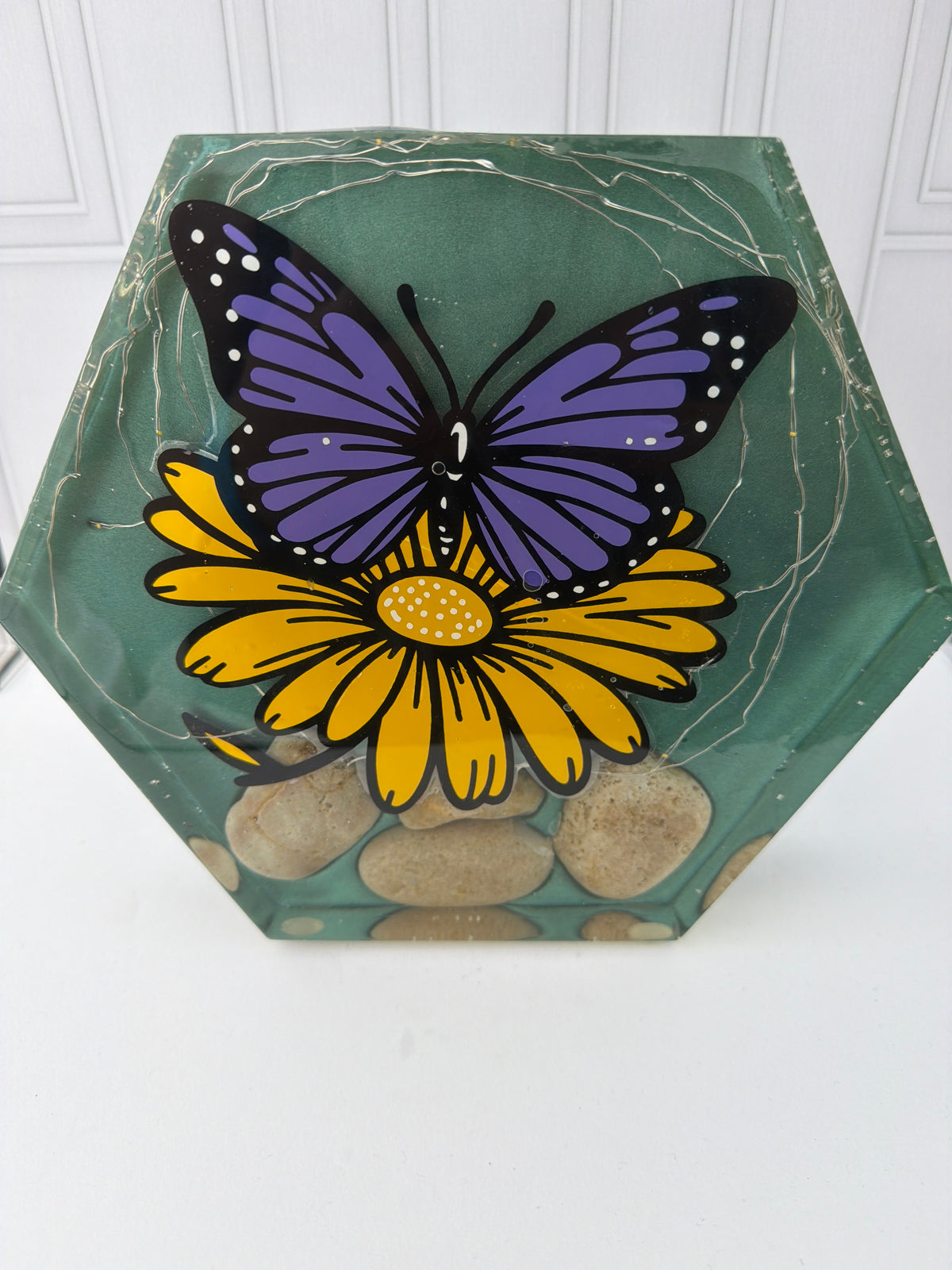 Butterfly w/Lights Hexagon Block