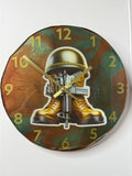 Military Boots & Rifle Wall Clock 10"