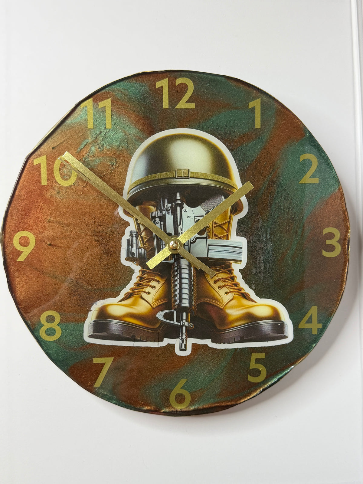 Military Boots & Rifle Wall Clock 10"